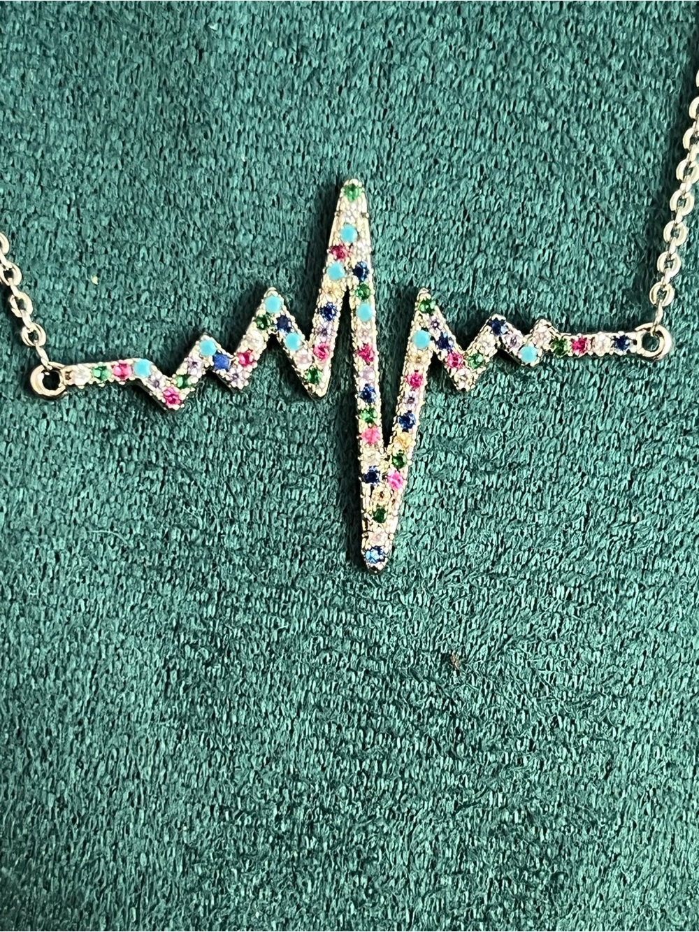 Multicolor Heartbeat Pendant Necklace – Women Jewelry 16-18”